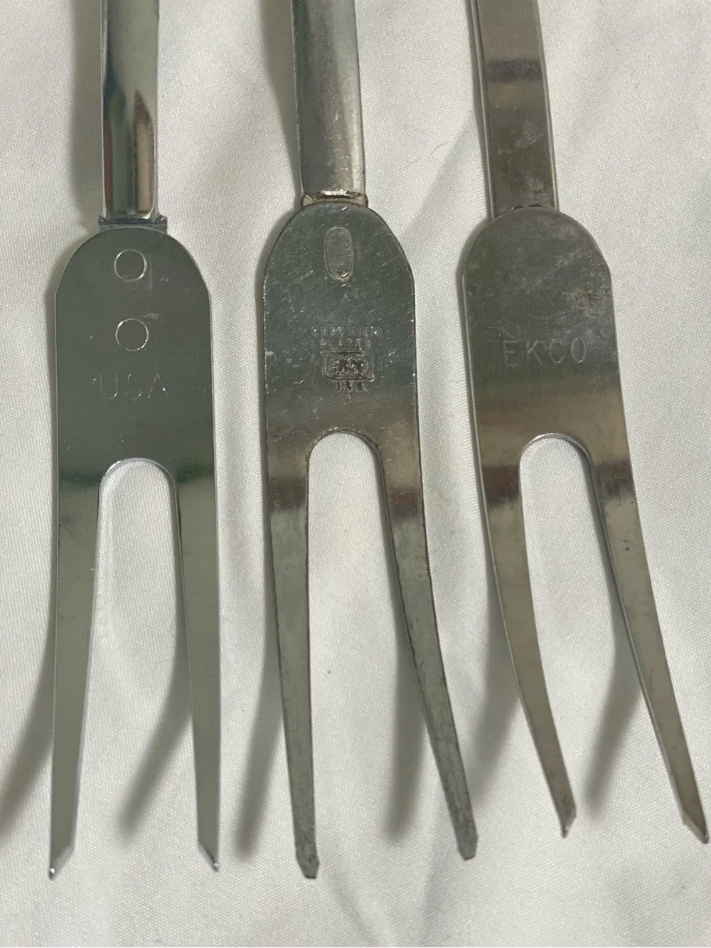 Vintage EKCO Lot of 3 Black Handle 2-Prong BBQ Meat Forks